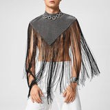 Fashion Irregular Tank Tops Men Vests Tassel Patchwork Turtleneck Sleeveless Streetwear Casual Sexy Cloak Ponchos aidase-shop