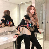 Aidase  Women Bomber Jacket Embroidery Harajuku Patch Plus Size Autumn Coat Hip Hop Winter Thick Long Sleeve Female Clothes Outwear aidase-shop