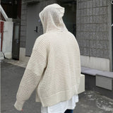 Vintage Knit Mesh Coat for Men Hole Hooded Cardigan Long Sleeve Tee Male Casual Summer Japanese Streetwear Hip Hop aidase-shop