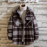 Aidase New Men's Flannel Long Sleeve Plaid Shirts Casual Shirts Young Fashion Men's Shirts Japanese, Korean and Hong Kong Style aidase-shop
