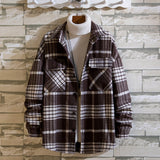 Aidase New Men's Flannel Long Sleeve Plaid Shirts Casual Shirts Young Fashion Men's Shirts Japanese, Korean and Hong Kong Style aidase-shop