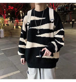 Aidase  Sweater Pullovers Men College Couples Patchwork Design Fashion Casual Spring New Soft Loose Korean Style Ins All-match Vintage aidase-shop