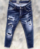 Aidase  Men Ripped Skinny Denim Jeans Luxury Brand Dsq2 Street Wear Fit Jeans Pants Quality Men Holes Stretch Denim Pants Casual Jeans aidase-shop