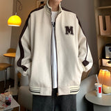 Embroidered Zip Coats Men Autumn Streetwear Baseball Jackets Mens Sportswear Varsity Clothing Patchwork Bomber Jacket aidase-shop