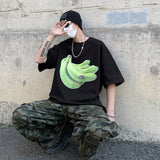 Banana Print Korean Chic Y2k Short Sleeve T-shirt Men Women Couples Large Loose Casual Tops All-match Slim Fit Summer New Tees aidase-shop