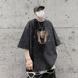 America Style Streetwear Graphic Men's Tshirt Short Sleeve Oversize Vintage T-shirt For Male Fashion Casual Basic Tops