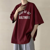 New Short Sleeve T-shirt Man Trend Letter Graphic Printed Tops Crew Neck Oversized Cotton Tees Male T Shirt aidase-shop