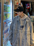 Denim Jacket Men's High Street Hip-hop Trainer Jacket Autumn Trend Streetwear All-match Preppy Oversize Punk Jeans Coat aidase-shop
