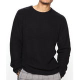 Fashion Loose Knitted Tops Men Oversized Long Sleeve O Neck Sweater Tee Streetwear Mens Clothes Casual Solid Color Knit Sweaters aidase-shop