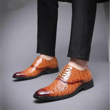 Men Crocodile Grain Leather Shoes Dress Business Office Shoe Mens Wedding Party Derby Shoes Men's Square Toe Flats Sizes 38-48 aidase-shop