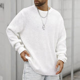 Fashion Loose Knitted Tops Men Oversized Long Sleeve O Neck Sweater Tee Streetwear Mens Clothes Casual Solid Color Knit Sweaters aidase-shop