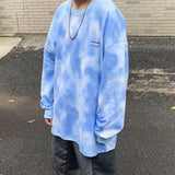 Tie Dyed Long Sleeve Men's T-shirt Oversized Harajuku Round Neck Pullovers For Male Casual Korean Basic Unisex Clothing aidase-shop