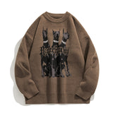 Japanese Men's Du Binquan Jacquard Sweater Men's Winter New American Hip Hop Retro Trendy Loose Knit Sweater Pullover Tops aidase-shop