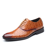 Men Crocodile Grain Leather Shoes Dress Business Office Shoe Mens Wedding Party Derby Shoes Men's Square Toe Flats Sizes 38-48 aidase-shop
