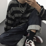 Aidase Harajuku Striped Shirt Streetwear Couple Oversized Striped Blouse Woman Casual Long Sleeve Gothic Grunge T-Shirt Tee Tops aidase-shop