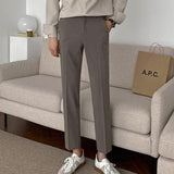 Fashion Solid Men's Nine Points Suit Pants Slim Casual Man Straight Pencil Pants All-Match Men Trousers Spring New aidase-shop