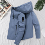 Aidase  Spring Autumn Men Jacket Solid Color Hooded Long Sleeves Loose Pockets Zipper Hood Outerwear Warm	 Male Clothing Streetwear aidase-shop