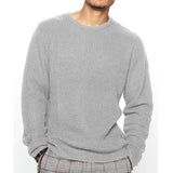 Fashion Loose Knitted Tops Men Oversized Long Sleeve O Neck Sweater Tee Streetwear Mens Clothes Casual Solid Color Knit Sweaters aidase-shop