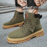 High Top Boots Men Leather Shoes Fashion Motorcycle Ankle Military Boots For Men Winter Boots Man Shoes Lace-Up Botas Hombre aidase-shop