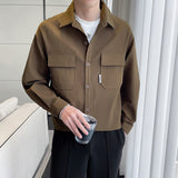Spring New Korean Style Men's Shirts Turn-down Collar Stripe Long Sleeve Man Blouses All-match Basic Tops Clothing aidase-shop