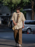 Summer Japanese Thin Striped Short Sleeved Shirt Men's Fashion Brand 2023 Loose Casual Couple Student All-match Vintage Shirt aidase-shop
