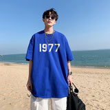 Summer Men T-shirt 1977 Printed O-neck Mens Short Sleeve 11Colors Fashion Simple Daily Tshirts Tops Male Casual Streetwear Tees aidase-shop
