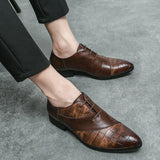 New Brown Derby Shoes for Men Pointed Toe Lace-up Black Men's Formal Shoes Handmade Business Size 38-46 aidase-shop
