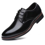 Spring and Autumn Men's Leather Shoes Business Dress Leather Shoes Men's Lace-up Fashion Single Shoes Large Men's Shoes aidase-shop