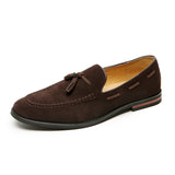 Elegant Shoes Men Classic Dress Loafers Men Brand Shoes Moda Italiana Suede Tassel Leather Shoes Formal Mocassim Masculino Couro aidase-shop