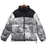 Men's Winter Warm Jacket Coat Patchwork Vintage Painting Harajuku Padded Puffer Jacket Oversize Male Parka Men's Clothing aidase-shop
