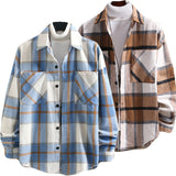 Aidase New Men's Flannel Long Sleeve Plaid Shirts Casual Shirts Young Fashion Men's Shirts Japanese, Korean and Hong Kong Style aidase-shop