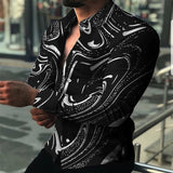 Aidase Fashion Men Oversized Casual Shirt Stripe Print Long Sleeve Men Clothing High Quality Prom Party Cardigan Blouses Us size S-5XL aidase-shop