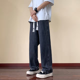 Japanese Style Trend Y2k Baggy Straight Jeans Men's Summer New Wide Leg Solid Color Casual Denim Pants Male High Street Trousers aidase-shop