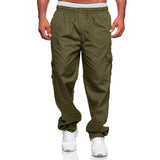 Mens Casual Cargo Cotton pants men pocket loose Straight Pants Elastic Work Trousers Brand Fit Joggers Male aidase-shop