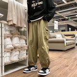 Hybskr Japanese Style Men Wide Leg Pants Solid Color Large Size Fashion Brand Cargo Pants Casual Harajuku Male Hip Hop Trousers aidase-shop