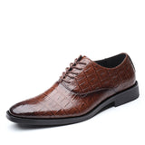 Men Crocodile Grain Leather Shoes Dress Business Office Shoe Mens Wedding Party Derby Shoes Men's Square Toe Flats Sizes 38-48 aidase-shop