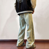 Vintage Distressed Jeans Side Button Pants Men Black Denim Trousers Male Autumn Loose Casual Japanese Streetwear Hip Hop aidase-shop