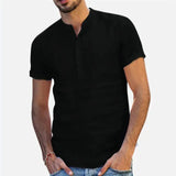 Shirt Men Casual simple Linen and Cotton Short Sleeved Buttons Up Breathes Cool Shirt Loose Streetwear Male Shirts For Men aidase-shop