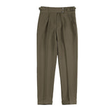 Men's Dress Pants Trousers Pleated Pants Suit Pants Gurkha Pants Pocket High Rise Plain Comfort Office Business Casual Vintage Elegant Black Green High Waist Micro-elastic mysite