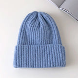 Aidase New Candy Colors Winter Hat Women Knitted Hat Warm Soft Trendy Hat Kpop Style Wool Beanie Elegant All-match Hat aidase-shop