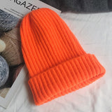 Aidase New Candy Colors Winter Hat Women Knitted Hat Warm Soft Trendy Hat Kpop Style Wool Beanie Elegant All-match Hat aidase-shop