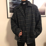 Aidase Simple Retro Check Jacket Tide Boy Japanese Street Autumn And Winter Wild Plaid Jacket Thick Shirt aidase-shop