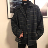 Aidase Simple Retro Check Jacket Tide Boy Japanese Street Autumn And Winter Wild Plaid Jacket Thick Shirt aidase-shop