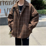 Aidase Simple Retro Check Jacket Tide Boy Japanese Street Autumn And Winter Wild Plaid Jacket Thick Shirt aidase-shop