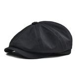 Aidase Newsboy Cap Men's Twill Cotton Eight Panel Hat Women's Baker Boy Caps Retro Big Large Hats Male Boina Black Beret