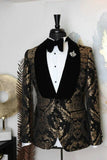 Aidase New Elegant  Costume Homme Shawl Lapel Black Jacquard Dinner Party Groom Wear Men Wedding Suits For Men Prom Tuxedo Blazer aidase-shop