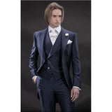 Aidase One Button Light Blue Plaid Wedding Groom Tuxedos Peak Lapel Groomsmen Mens Dinner Prom Suits (Jacket+Pants+Vest+Tie) NO:1476 aidase-shop