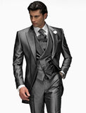 Aidase One Button Light Blue Plaid Wedding Groom Tuxedos Peak Lapel Groomsmen Mens Dinner Prom Suits (Jacket+Pants+Vest+Tie) NO:1476 aidase-shop