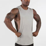 Brand New Plain Tank Top Men Gyms Stringer Sleeveless Shirt Open Sides Blank Fitness Clothing Cotton Sportwear Muscle Vest aidase-shop