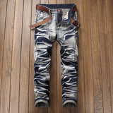 2020 High Quality Men  Casual Jeans Coated Slim Straight Pleated Biker Jeans Pants Male Denim Casual Pants Plus Size 42 aidase-shop